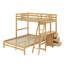 Lit simple superposé au dessus d'un lit double avec bureau intégré et tiroirs-185696238