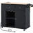 Kitchen Island With Electric Outlet And Drop Leaf. Black. Wine Rack, Side Compartment. For Home Environments Electrical Connection & Down Shelf, Compartment, Stylish Design-1229667045