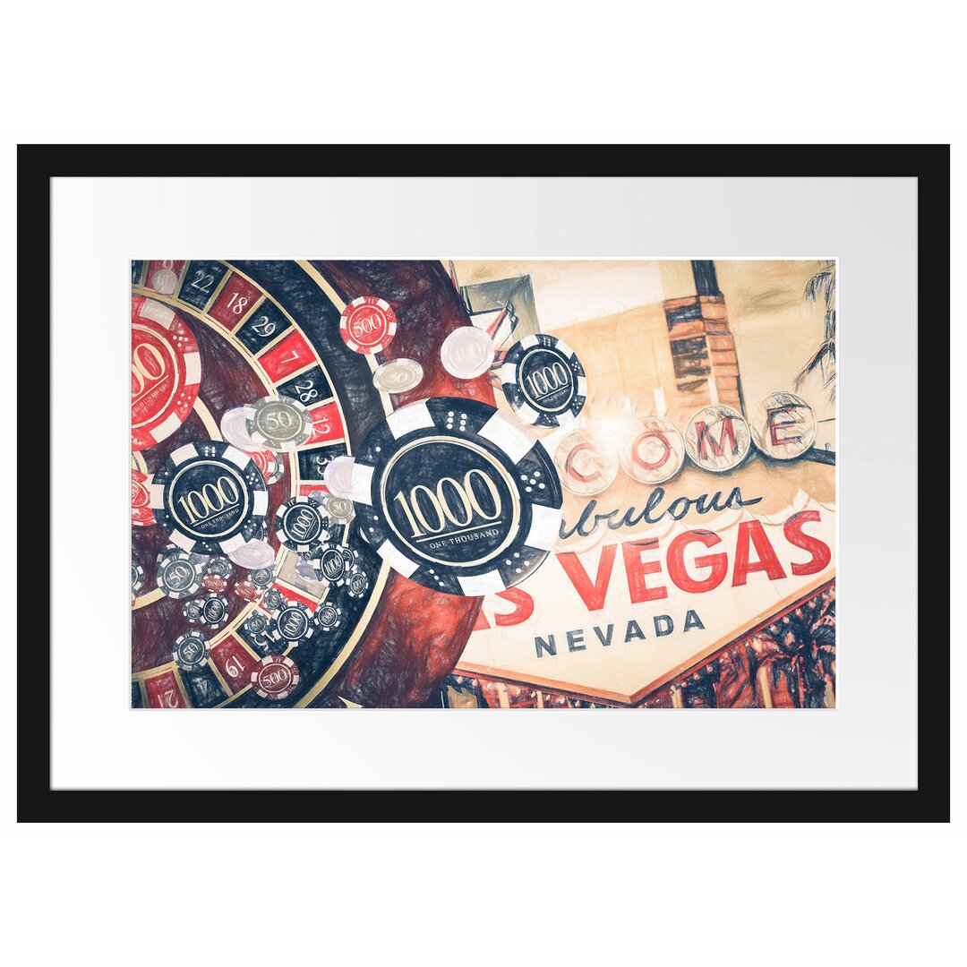 Gerahmtes Poster Las Vegas Casino Roulette