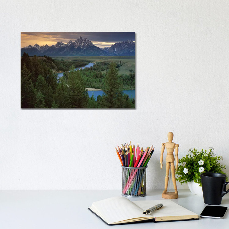 Teton Range At Snake River Overlook, Grand Teton National Park, Wyoming by Tim Fitzharris - Wrapped Canvas Print