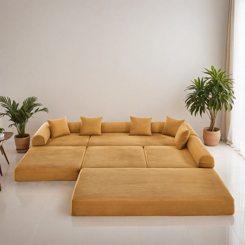 Canapé-lit modulaire convertible en L modulaire de L 106,32 po avec lit escamotable en mousse à mémoire de forme, canapé configurable peu encombrant pour le salon