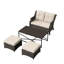 Ensemble de patio extérieur en osier pour 2 personnes avec causeuse, repose-pieds, table basse et coussin beige-872229411