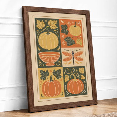 Autumn Harvest Grid Rustic - Framed Print