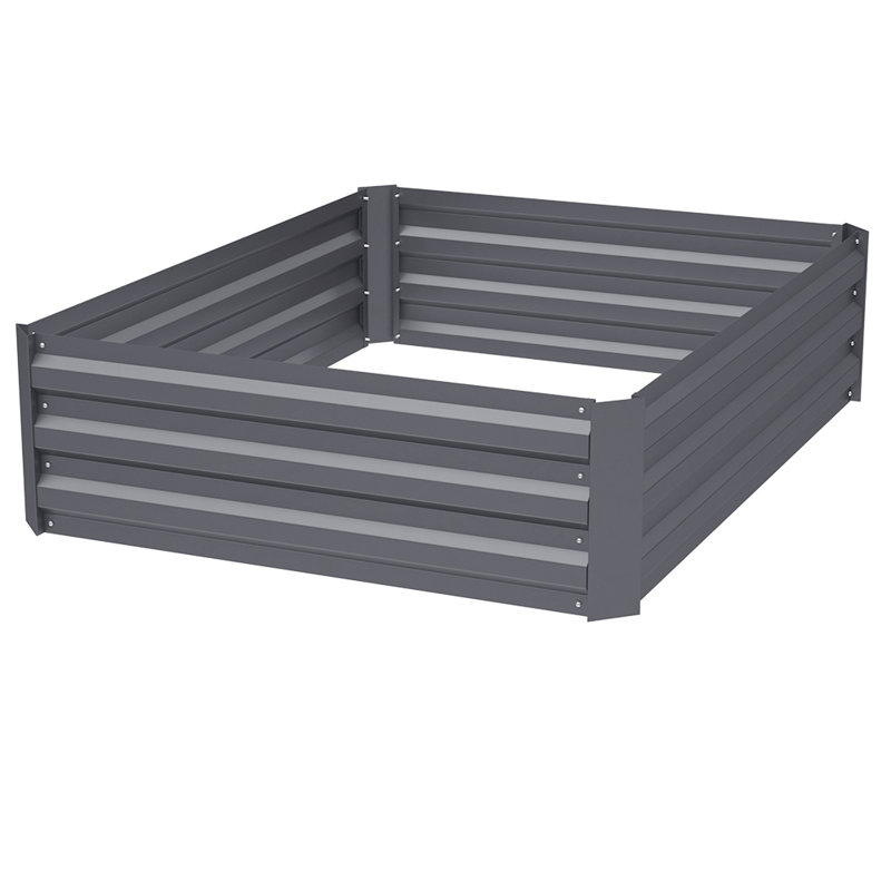 Rectangular Metal Raised Garden Bed, 30cm H x 120cm W x 90cm D, Grey