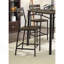 Black Metal Frame Counter Height Dining 5Pc Set Wooden Set Table Top Counter Height Dining Table 4X High Chairs Dining Room