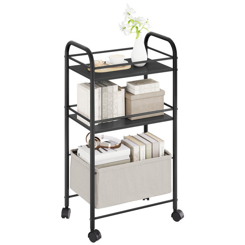 82cm H x 43cm W 0 Utility Cart with Wheels, Black, Black