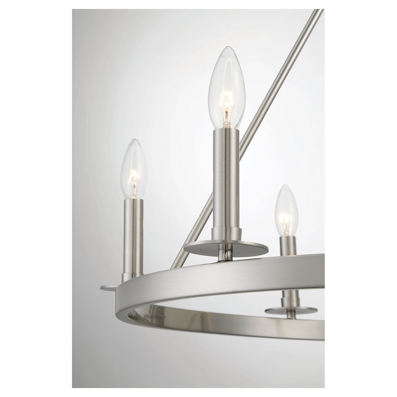 Lustre 6 lumières en nickel brossé, Nickel brossé