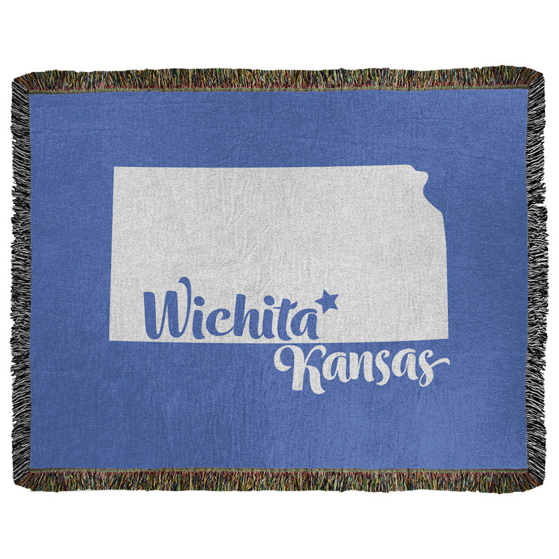 Jeté en coton tissé wichita kansas, l 50 po x L 60 po, Bleu