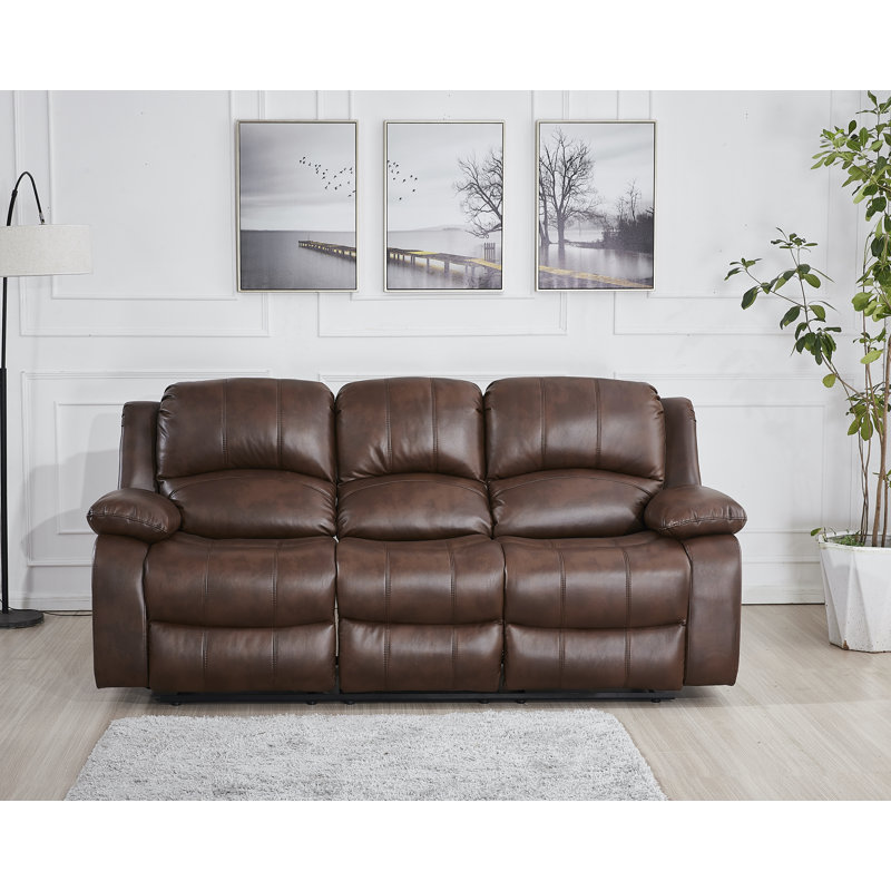 Convergent Upholstered 85'' Reclining Sofa, Whiskey, Manual