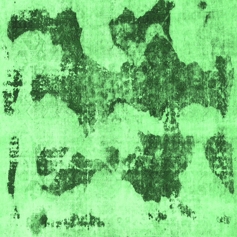 Tapis abstrait vert émeraude lavable à la machine 838, Carré 8 pi