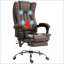 Fauteuil de massage, dossier haut avec massage à 6 points, chaleur, repose-pieds rétractable, hauteur réglable, microfibre brun noyer | Pivote à 360 ° | Inclinaison 135 °