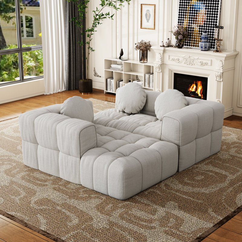 Moderne 4 modulaire - 103 po en forme de L, revêtement en chenille pour la détente en forme de L carré, rembourré de mousse