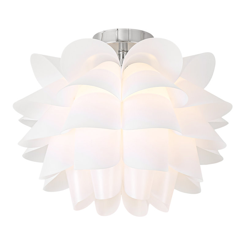 1-Light White Lotus Petal Flush Mount Ceiling Light