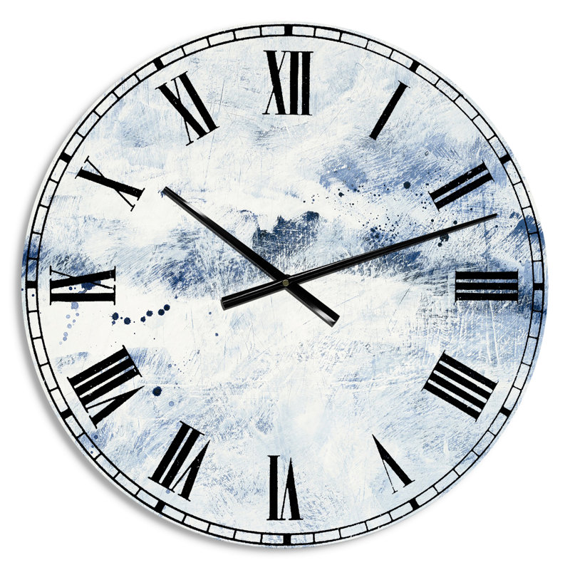 Blue Wipe Out - Cottage Round Metal Clock, Small