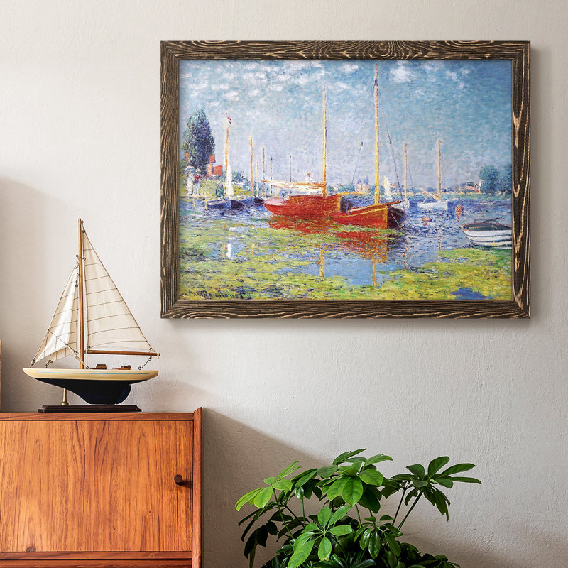 Argenteuil. Yacht, 1875 01, reproduction d'art sur toile, H 28 po x l 42 po, Noyer