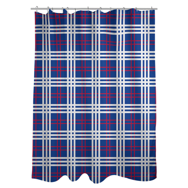Rideau de douche simple à carreaux Buffalo, Bleu / Rouge / Blanc