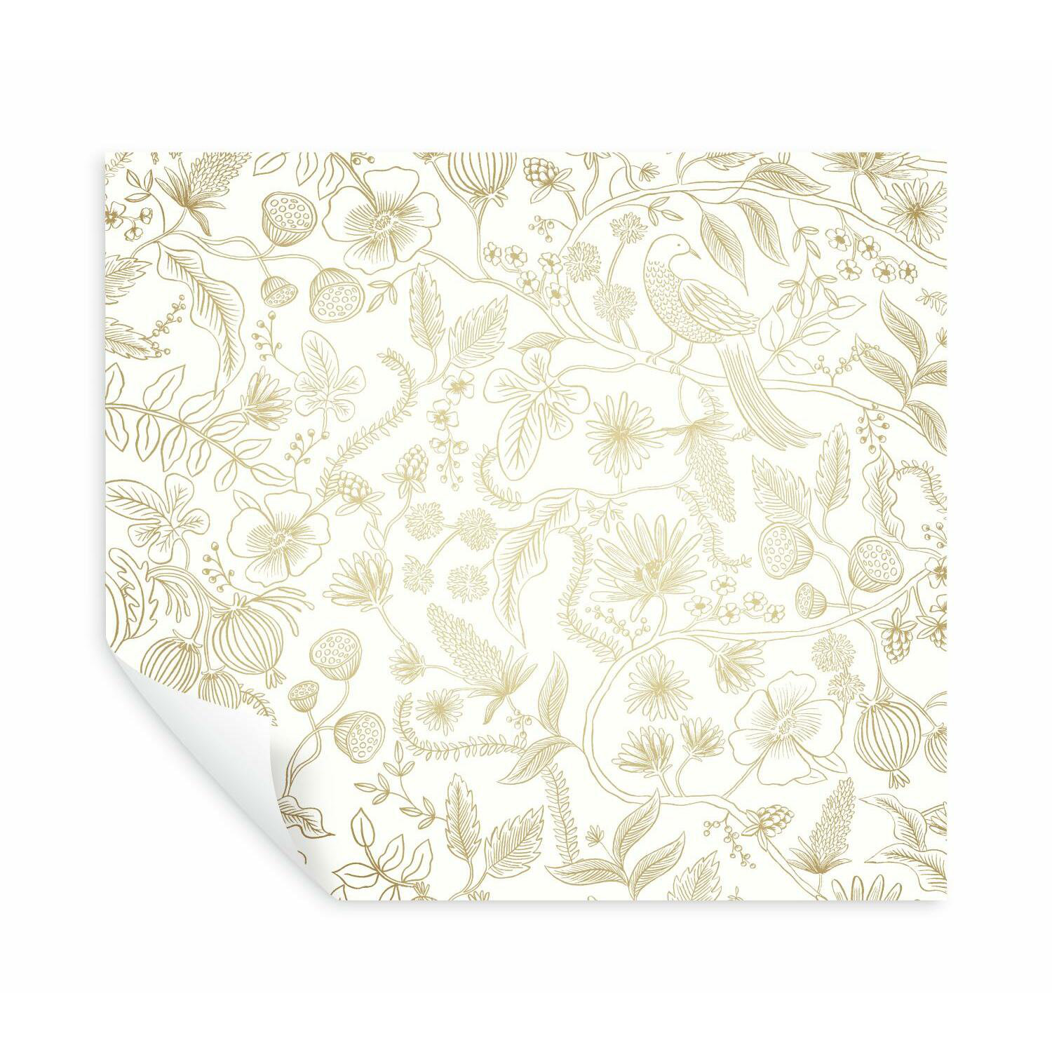 Aviary Self-Adhesive Wallpaper Roll, Off White/Gold