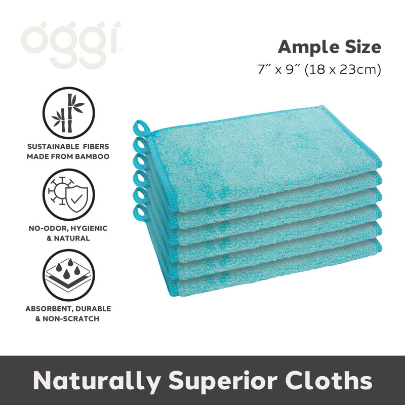Ensemble de 6 linges de cuisine unis, Bleu