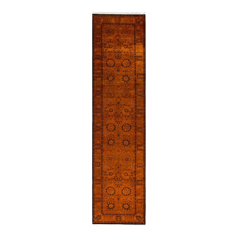 Tapis orange noué à la main de conception unique Holsworth