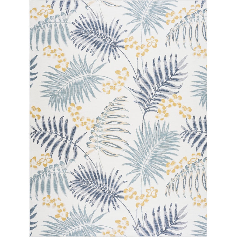 Tapis intérieur / extérieur en polypropylène tissé à plat réversible Vanesa - bleu marine , Rectangle 2 pi x 3 pi
