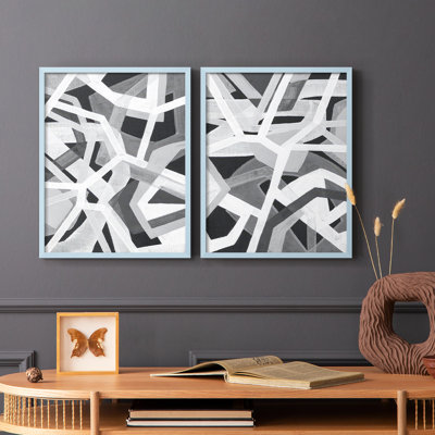 Magnetic Grays I - impression encadrée de qualité supérieure - prête à être accrochée - aucun clou requis - aucun clou requis