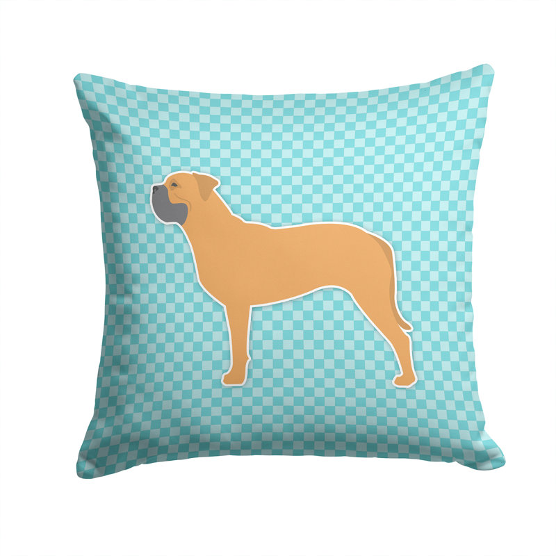 Coussin décoratif intérieur/extérieur bullmastiff, H 14 po x l 14 po x P 3 po, Bleu