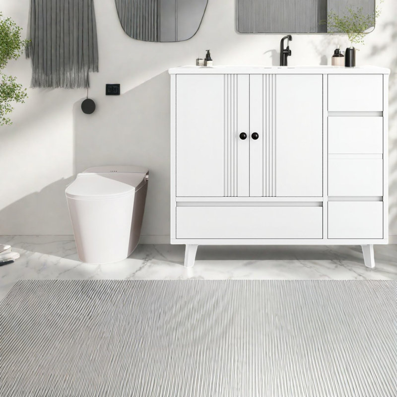 Modern Vanity Cabinet And Sink, Solid Wood Freestanding Storage Solution