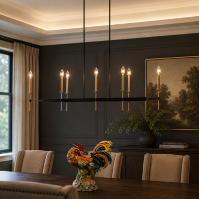 8-Light Kitchen Island Linear Pendant