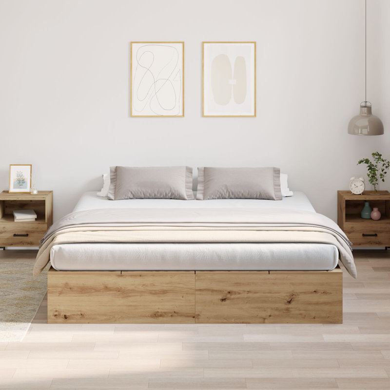 Storage Bed Frame, 200 x 200 cm, Artisan Oak
