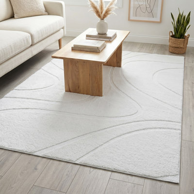Tapis beige à poils longs lavable 5 x 7 Hardage Hills