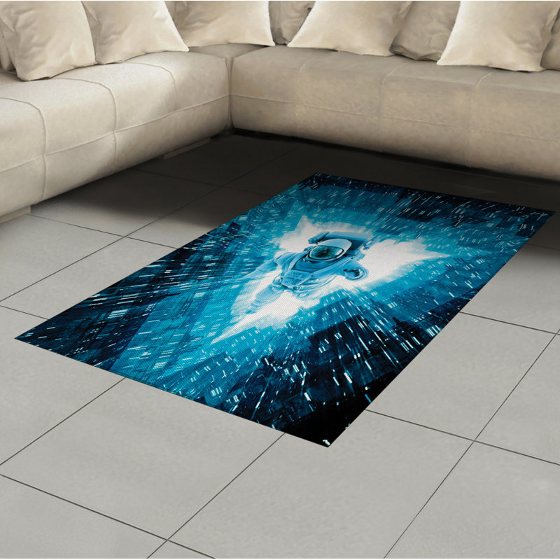 Astronaut High Density Long Fiber Poly Threads Decorative Area Rug Carpet, Rectangle 4' x 5'8"