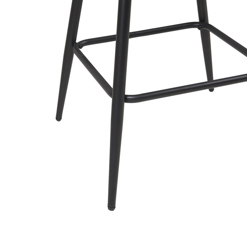 Black Faux Leather Swivel Counter Stool with Metal Base