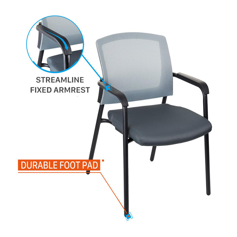Gray Mesh Stackable Office Chair with Metal Frame