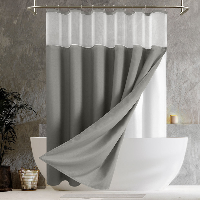 Hotel Shower Curtain With Liner, Gray