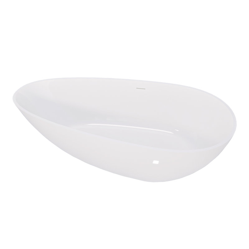 Freestanding Stone Resin Soaking Bathtub with Overflow and Pop-up Drain