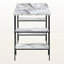 Bureau d'ordinateur à 4 tiroirs à finition blanche avec pieds en métal noir H 29,75 po x l 47,01 po x P 23,55 po