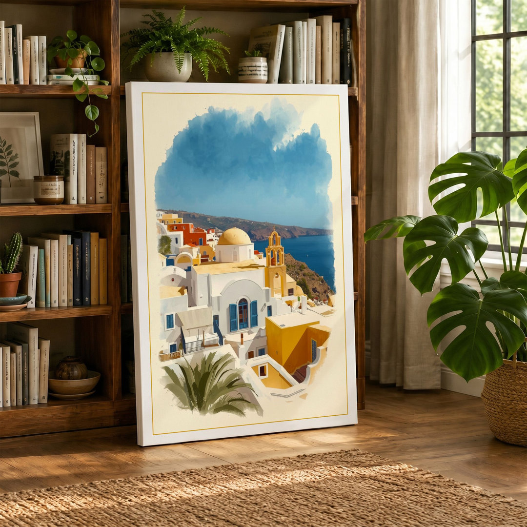 Mediterranean Village Coastal - Wrapped Canvas