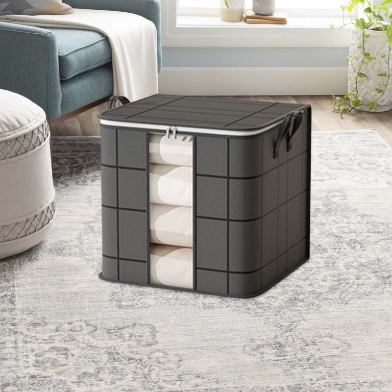  Storage Bins with Lids, Clear Window & Reinforced Handles, Large Clothes Storage Basket Containers, Closet Organizers and Storage for Clothing, Sweater, Comforter, Bedding