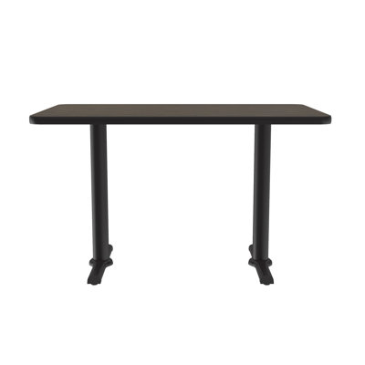 Correll 30x48 Café Bistro Bar Table, Rectangular, Walnut Thermal Fused Laminate Top, Black Cast Iron T-Base, Tops , Leveling Glides