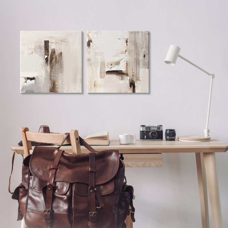  "Neutral Forms on Beige", ensemble de 2 toiles murales par Susan Jill, H 17 po x l 17 po