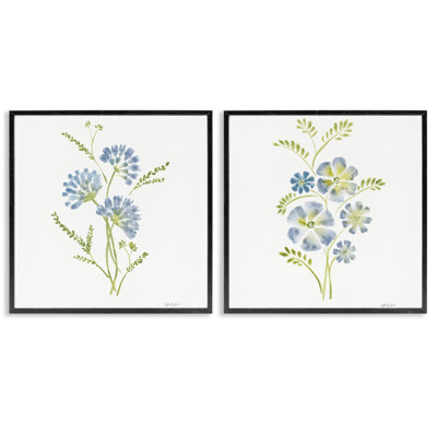 Ensemble de 2 giclées encadrées de bleuet et de pervenche, par 77