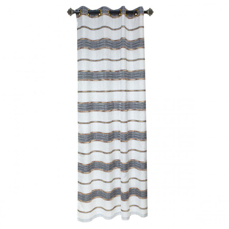 Panneau de rideau simple Ademiposi, Blanc / gris / doré
