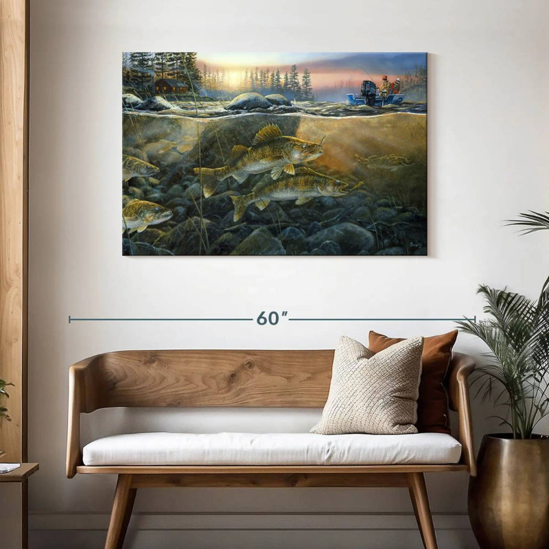 Brampt Walleyes On The Rocks, 30" H x 45" W