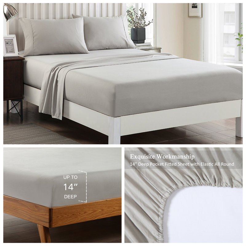 Kolton Microfiber Sheet Set, Full, Gray