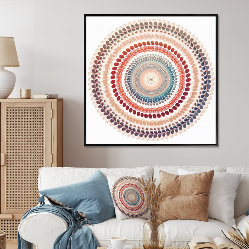 Élémentaire mandala sérénité I - impression, H 30 po x l 30 po x P 1 po, Cadre flottant noir