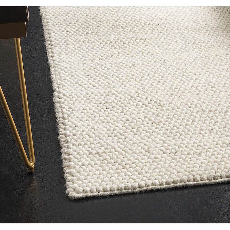 Tapis rectangulaire en laine noué à la main de couleur unie Cailley, Rectangle 10 pi x 13 pi