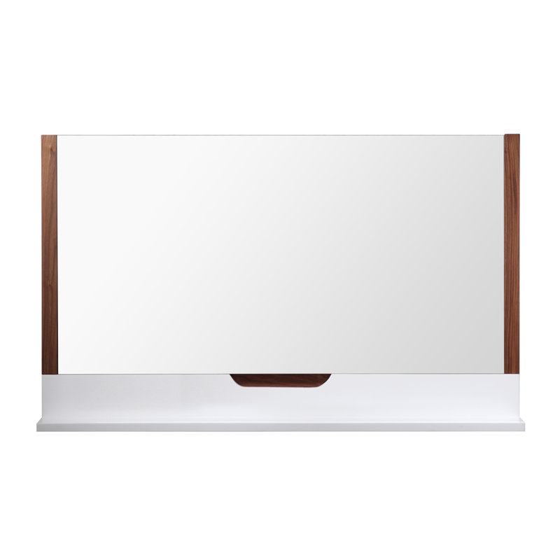 Miroir de salle de bain Aliyanna, H 33,5 po x l 55 po x P 0,25 po, Bleu / blanc mat