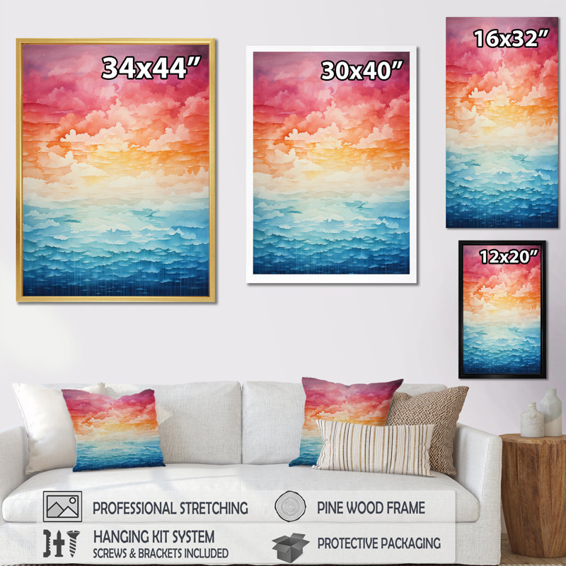 Colourful Sky Photo Infinite Horizons II - Landscape & Nature Wall Decor, H 40 po x l 30 po x P 1,5 po, Cadre photo doré