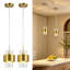 Luminaire suspendu moderne doré avec abat-jour en verre pour îlot de cuisine salon / salle à manger (paquet de 2)-534841118-523795991