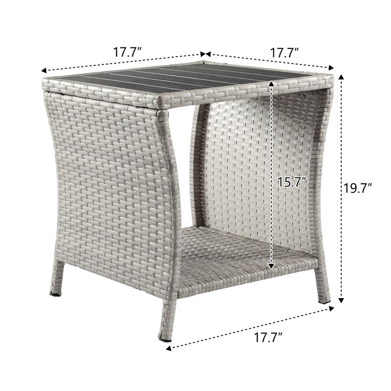 Table d'appoint en osier Jlayah, gris